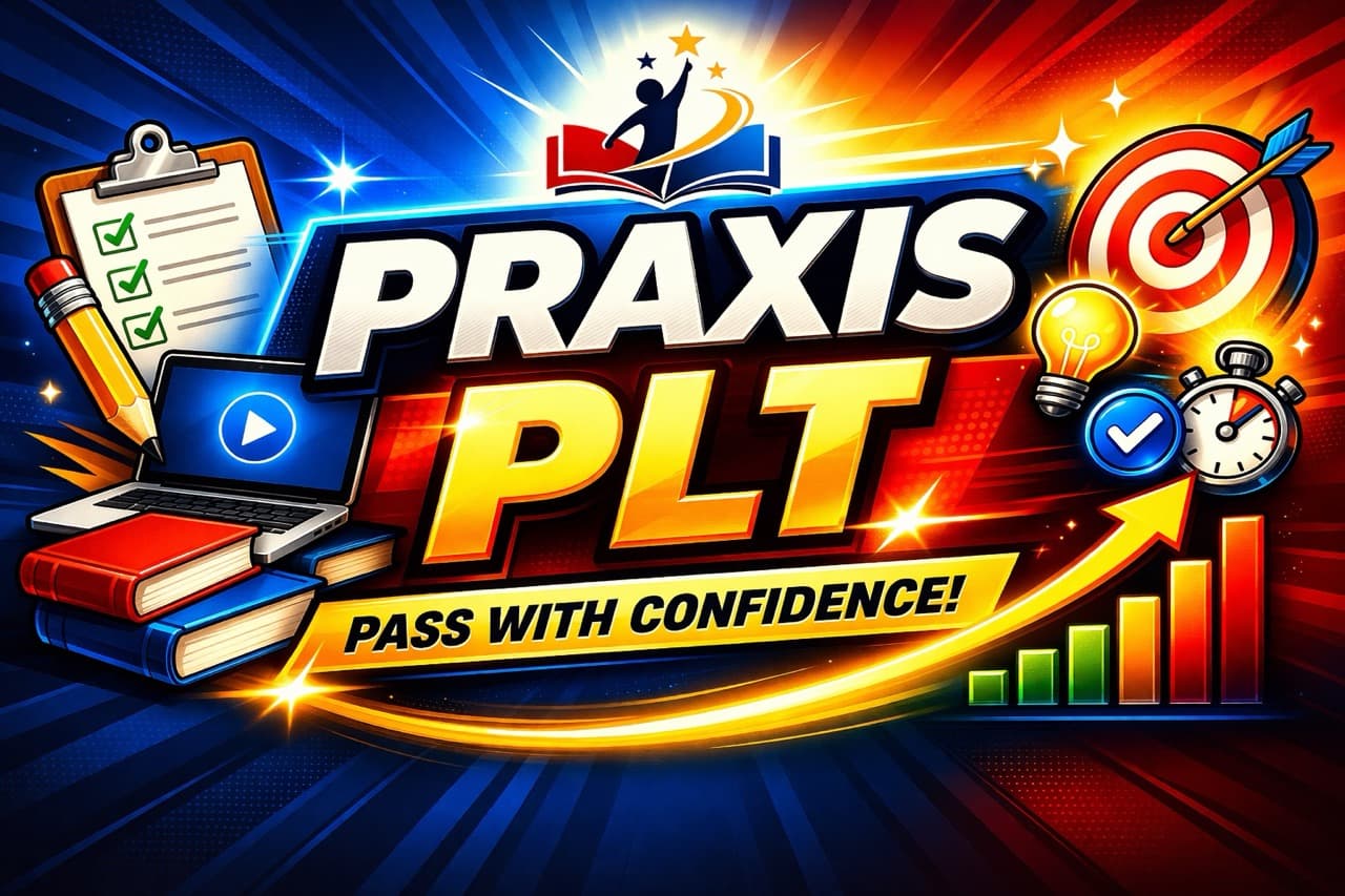 Praxis PLT exam preparation - student studying principles of learning and teaching with educational theory materials