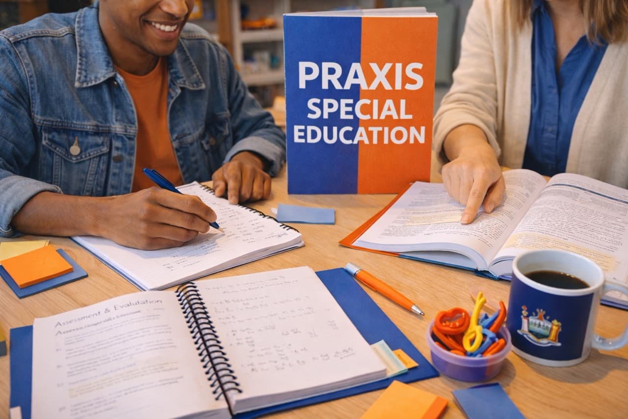 Praxis Special Education 5354 exam preparation - special education teacher working with student in inclusive classroom