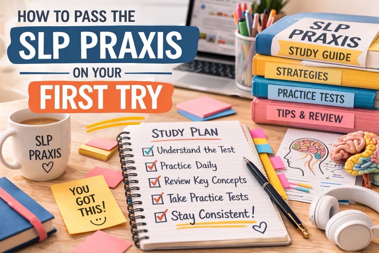 SLP graduate student confidently preparing for the Praxis exam
